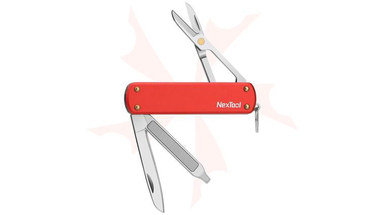 NexTool Mini Knight K10 Multi-Tool, 2.52 inch Closed, Red Aluminum Handles