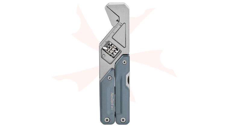 NexTool Light Wrench W2 Multi-Tool, 4.5 inch Closed, Gray Blue Aluminum Handles, Nylon Sheath