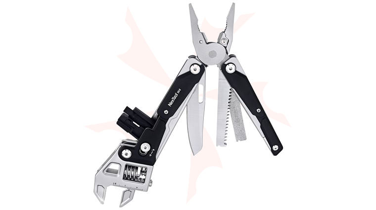NexTool Adjustable Wrench W4 Multi-Tool, Black Aluminum Handles, Nylon Sheath