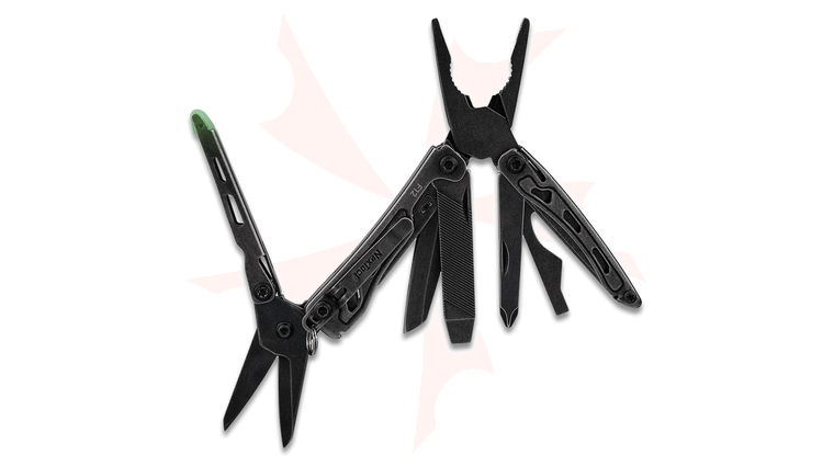 NexTool Mini Flagship F12 Multi-Tool, Black Stonewashed Stainless Steel Handles, Black Nylon Sheath