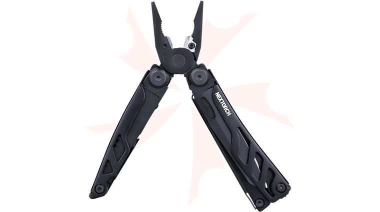 NexTORCH MT10 16-in-1 Multi-Tool, Black Stainless Steel Handles, Black Nylon Sheath