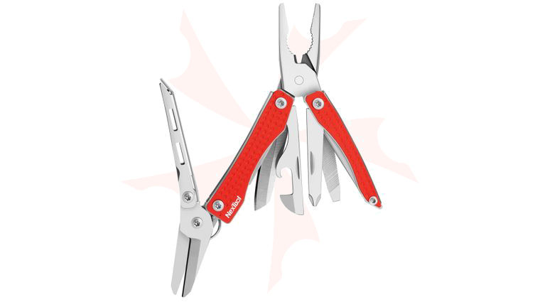 NexTool Mini Flagship Multi-Tool 2.68 inch Closed, Red Stainless Steel Handles, Keyring