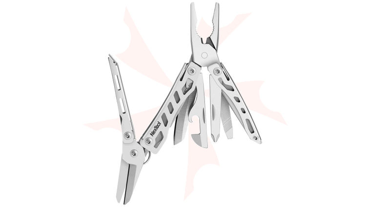 NexTool Mini Flagship Multi-Tool 2.68 inch Closed, Silver Stainless Steel Handles, Keyring