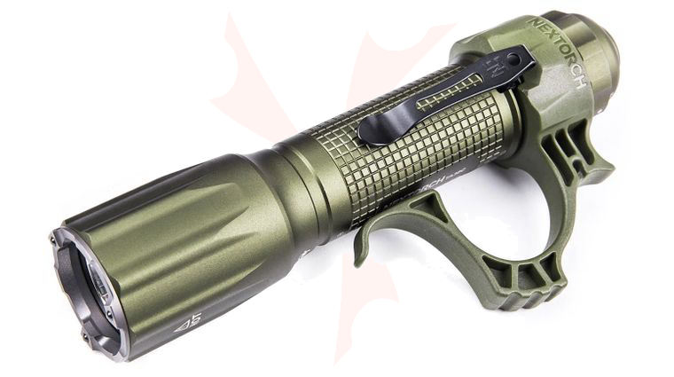 NexTORCH TA30C Rechargeable Tactical LED Flashlight Set with FR-1 Ring, Olive, 1600 Lumens