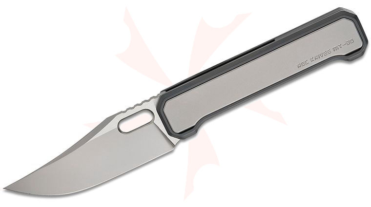 NOC Knives MT-30 Interchangeable Scale Frame Lock Folding Knife 3.5 inch M390 Two-Tone Clip Point Blade, Black DLC Stainless Steel Handles with Magnetic Blasted Titanium Scales