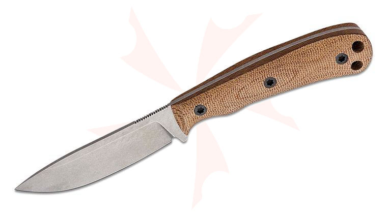 Norden Knives Ascent Fixed Blade Knife 3.75 inch CPM-3V Stonewashed Drop Point, Contoured Natural Canvas Micarta Handles, Kydex Sheath