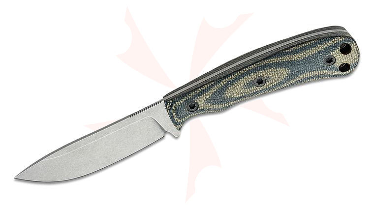 Norden Knives Ascent Fixed Blade Knife 3.75 inch CPM-3V Stonewashed Drop Point, Contoured OD Green/Black Canvas Micarta Handles, Kydex Sheath