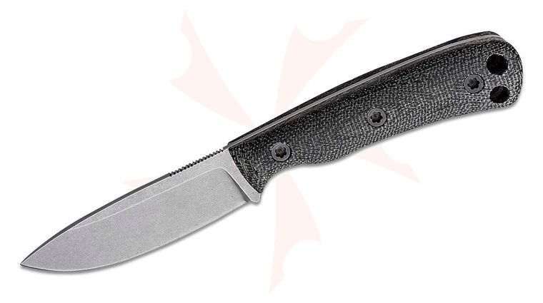 Norden Knives Ascent Mini Fixed Blade Knife 3.25 inch CPM-3V Stonewashed Drop Point, Contoured Black Canvas Micarta Handles, Kydex Sheath