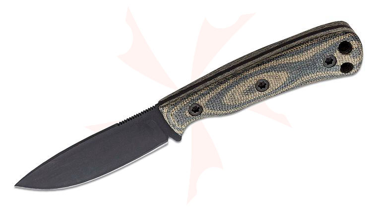 Norden Knives Ascent Mini Fixed Blade Knife 3.25 inch CPM-3V Black DLC Drop Point, Contoured OD Green/Black Canvas Micarta Handles, Kydex Sheath