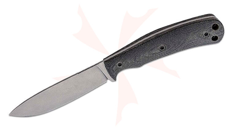 Norden Knives Ascent XL Fixed Blade Knife 4.125 inch CPM-3V Stonewashed Drop Point, Contoured Black Canvas Micarta Handles, Kydex Sheath