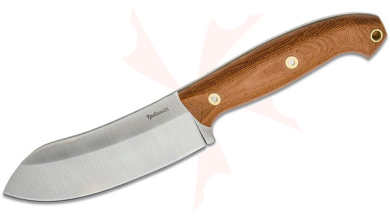 Nordsmith Canteen Knife 5.59 inch CPM-154 Fixed Blade, Natural Micarta Handles with OD Green Liners, Leather Sheath