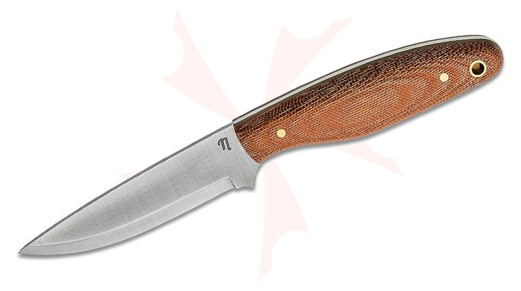 Nordsmith Lapwing Scandi 3.25 inch CPM-154 Fixed Blade Knife, Natural Micarta Handles with OD Green Liners, Leather Sheath