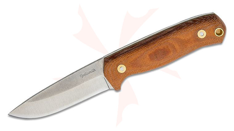 Nordsmith Pilgrim LT 3.75 inch AEB-L Fixed Blade Knife, Natural Micarta Handles with OD Green Liners, Leather Sheath