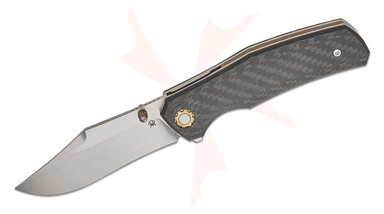 North Mountain Blade Jellyfish 4 Flipper Knife 3.5 inch M390 Polished Clip Point Blade, Carbon Fiber Handles