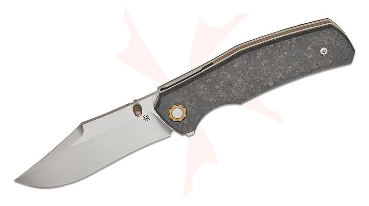 North Mountain Blade Jellyfish 4 Flipper Knife 3.5 inch M390 Polished Clip Point Blade, Shredded Carbon Fiber Handles