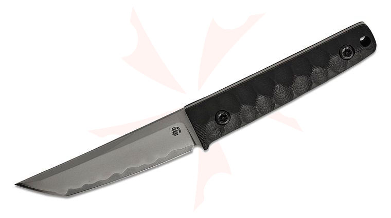 North Mountain Blade Chop Mini Fixed Blade Knife 3.50 inch Hand Polished SLD Hamon Tanto Blade, Black G10 Handles, Kydex Sheath