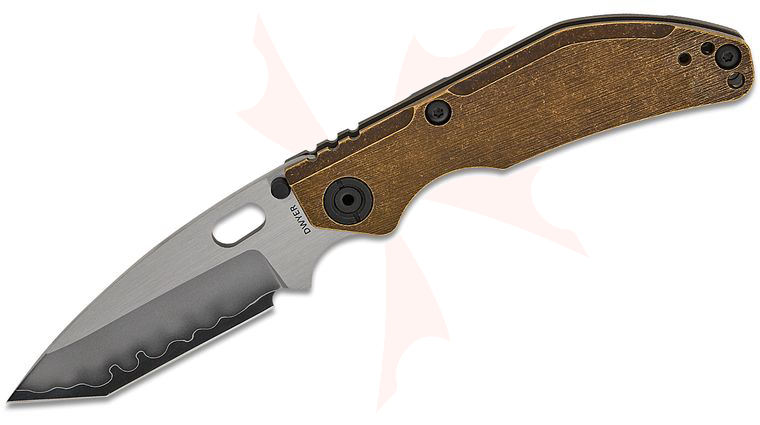 North Mountain Blade Duane Dwyer BBNM Frame Lock Folding Knife 3.62 inch SLD Satin/Hamon Tanto Blade, Bronze Handle with Titanium Lock