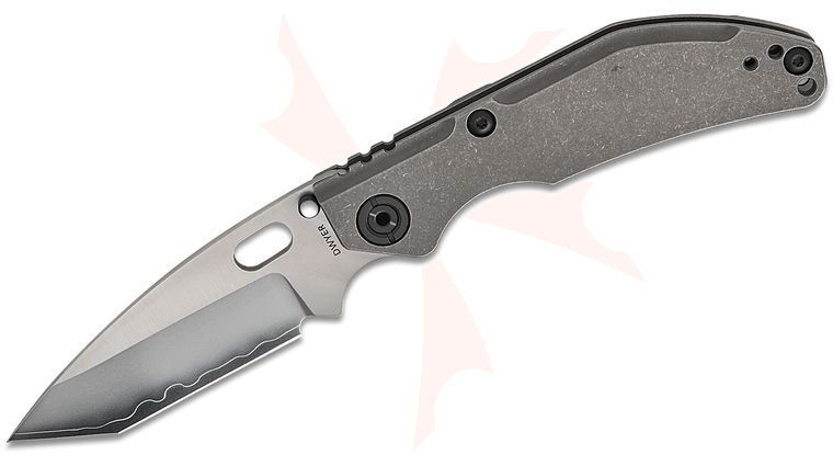 North Mountain Blade Duane Dwyer BBNM Frame Lock Folding Knife 3.62 inch SLD Satin/Hamon Tanto Blade, Gray Titanium Handles