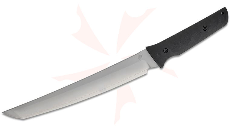 North Mountain Blade Chop Plus Fixed Blade Knife 9.5 inch SLD Hamon Tanto Blade, Sculpted Black G10 Handles, Kydex Sheath