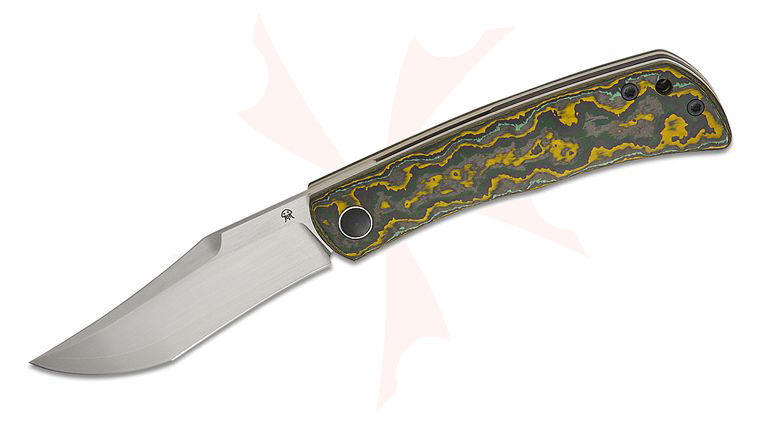 North Mountain Blade Jellyfish Liner Lock Front Flipper Knife 3 inch ZDP-189 Satin Recurve Clip Point Blade, Toxic Green Ceramic Carbon Fiber Handles