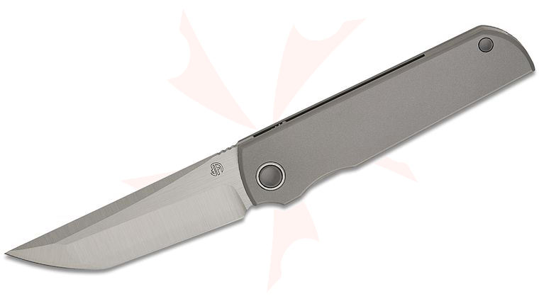 North Mountain Blade KickStop Chop Frame Lock Flipper Knife 3.375 inch ZDP-189 Satin Tanto Blade, Blasted Titanium Handles