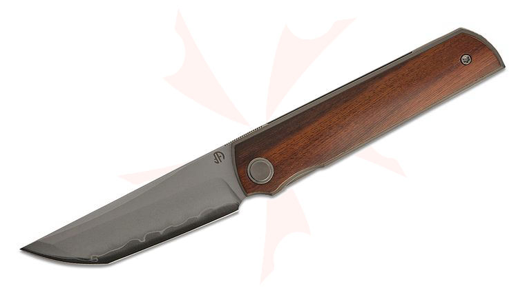 North Mountain Blade Chop 4 Liner Lock Front Flipper Knife 3.5 inch SLD Hamon Tanto Blade, Ironwood Handle