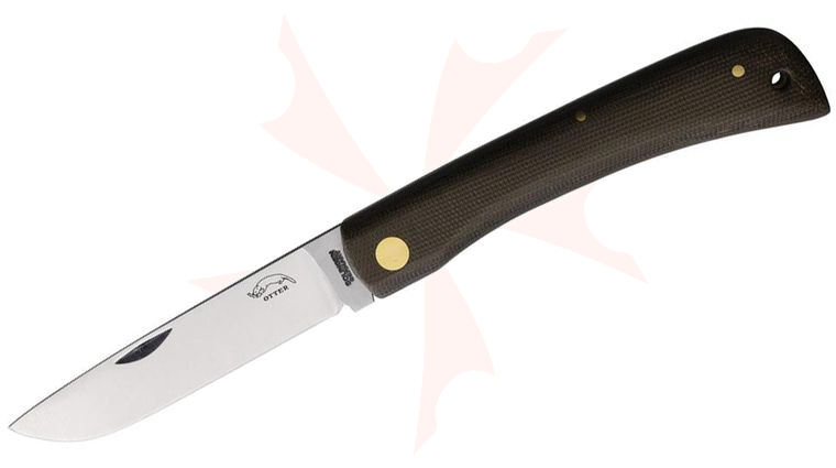 Otter Large Hippekniep #145 Slipjoint Folding Knife 3.75 inch Carbon Steel Blade, Green Micarta Handles