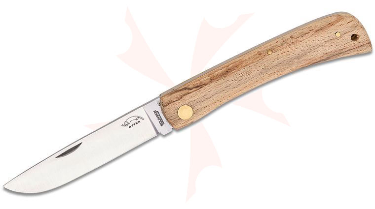Otter Large Hippekniep #145 Slipjoint Folding Knife 3.75 inch Carbon Steel Blade, Ice Beech Wood Handles