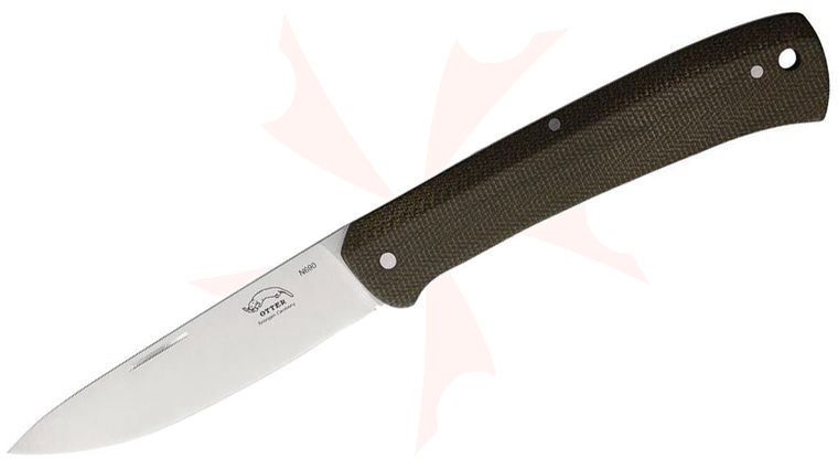 Otter Finn Slipjoint Folding Knife 3.25 inch N690 Stainless Steel Blade, Green Micarta Handles