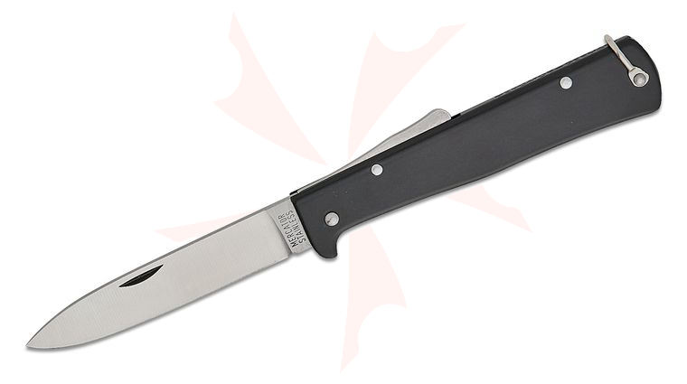 Otter Mercator Lockback Folding Knife 3.25 inch Stainless Steel Drop Point Blade, Black Stainless Steel Handles
