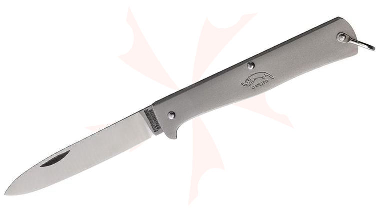 Otter Small Mercator K55 Folding Knife 2.75 inch Plain Blade, Gray Stainless Steel Blade and Handles 