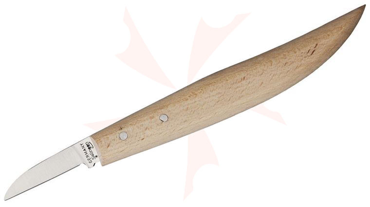 Otter Scraping and Carving Knife 1.38 inch Carbon Steel Blade, Beech Wood Handle