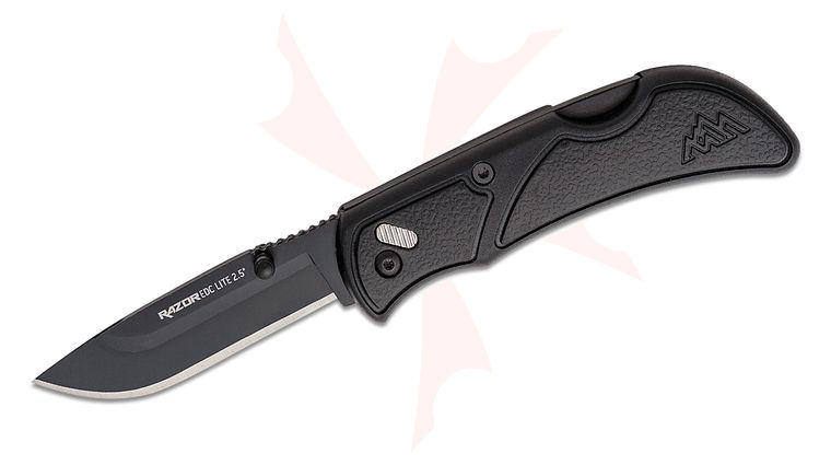 Outdoor Edge RazorEDC Lite Folding Hunter 2.5 inch Black Replaceable Blade, Black GFN with Black Rubberized TPR Handles