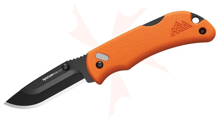 Outdoor Edge RazorMini Folding Knife 2.2 inch Replaceable Black Drop Point Blade, Orange ABS Polymer Handles
