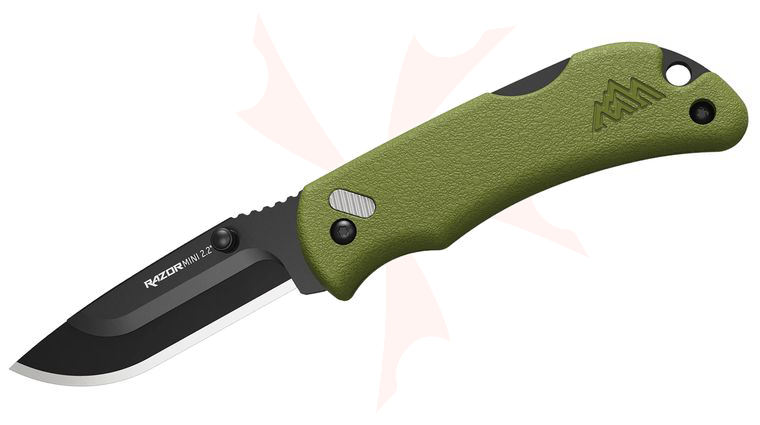 Outdoor Edge RazorMini Folding Knife 2.2 inch Replaceable Black Drop Point Blade, Green ABS Polymer Handles
