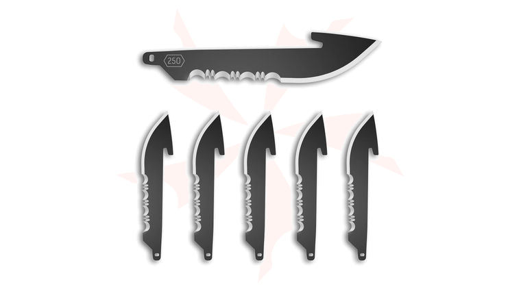 Outdoor Edge 2.5 inch RazorSafe Pack of 6 Replacement Black Serrated Drop Point Blades