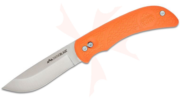 Outdoor Edge SwingBlaze Hunting Knife, Two Blades in One, Orange TPR Handle, Nylon Sheath