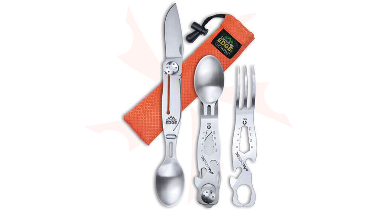 Outdoor Edge ChowPal Utensil Set Multi-Tool, Orange Nylon Carry Pouch