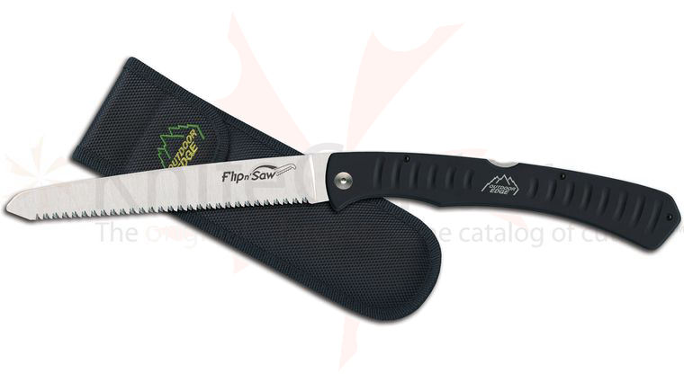 Outdoor Edge Flip n' Saw Folding 7 inch Blade, Black Rubberized Aluminum Handles