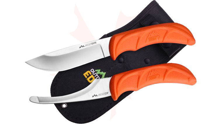 Outdoor Edge JaegerPair 2-Piece Combo Set with Nylon Pouch, Blaze TPR Handles