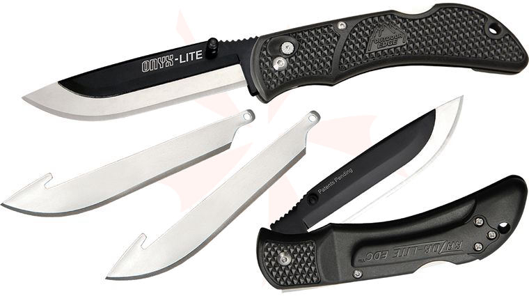 Outdoor Edge Onyx-Lite Folding Hunter 3 inch Replaceable Blade, Black Grivory Handles