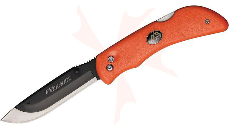 Outdoor Edge Razor-Blaze/Lite Folding Hunter 3.5 inch Replaceable Blade, Orange TPR Handles, Mossy Oak Nylon Sheath