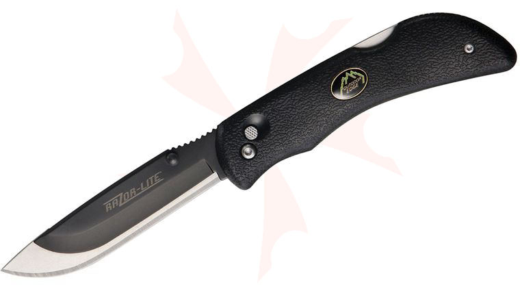 Outdoor Edge Razor-Lite Folding Hunter 3.5 inch Replaceable Blade, Black TRP Handles, Black Nylon Sheath