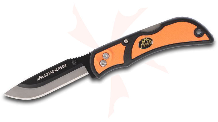 Outdoor Edge Razor-Lite EDC Folding Hunter 3 inch Replaceable Blade, Orange Rubberized TPR Handles