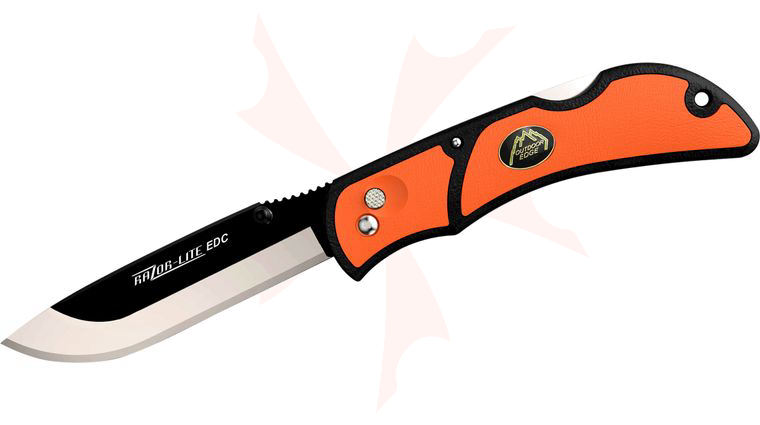 Outdoor Edge Razor-Lite EDC Folding Hunter 3.5 inch Replaceable Blade, Orange Rubberized TPR Handles