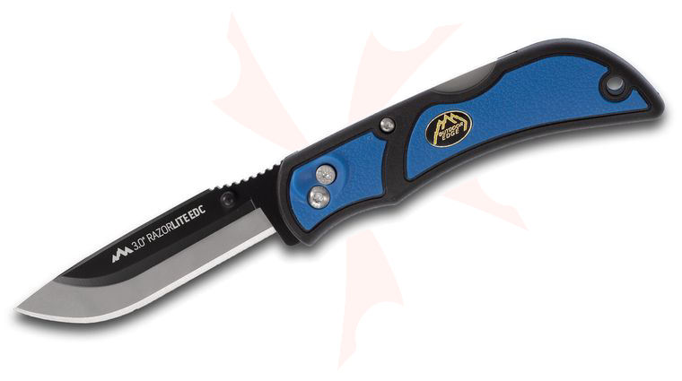 Outdoor Edge Razor-Lite EDC Folding Hunter 3 inch Replaceable Blade, Blue Rubberized TPR Handles