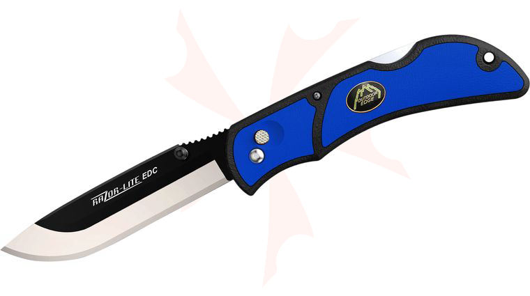 Outdoor Edge Razor-Lite EDC Folding Hunter 3.5 inch Replaceable Blade, Blue Rubberized TPR Handles