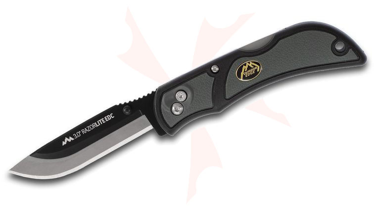 Outdoor Edge Razor-Lite EDC Folding Hunter 3 inch Replaceable Blade, Gray Rubberized TPR Handles