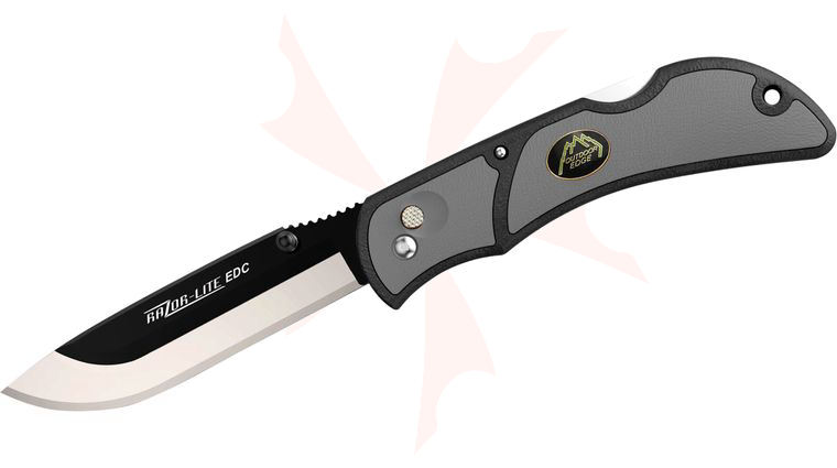 Outdoor Edge Razor-Lite EDC Folding Hunter 3.5 inch Replaceable Blade, Gray Rubberized TPR Handles