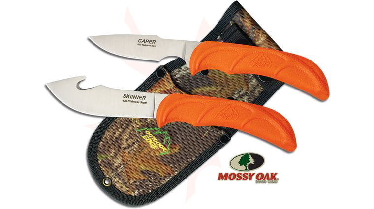 Outdoor Edge Wild-Pair Guthook Skinner/Caper Combo Set, Mossy Oak Nylon Sheath